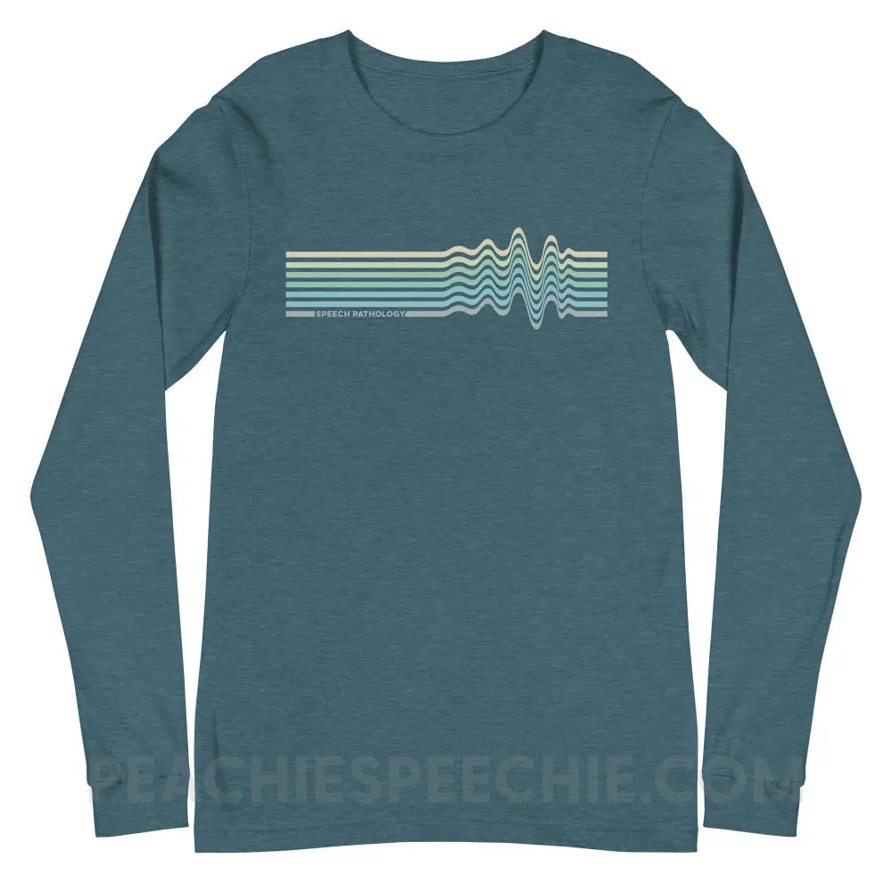 Sound Waves Premium Long Sleeve - Heather Deep Teal / XS - peachiespeechie.com
