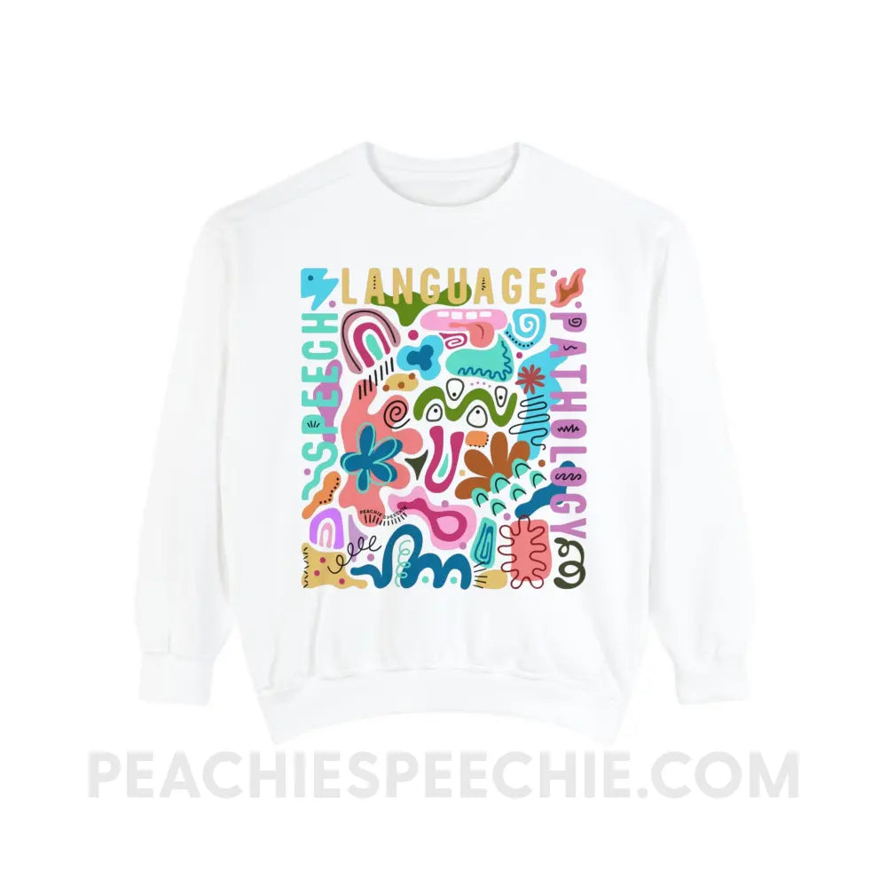 Abstract Art SLP Comfort Colors Crewneck - White / S - Sweatshirt peachiespeechie.com