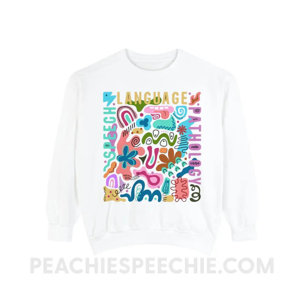 Abstract Art SLP Comfort Colors Crewneck - White / S - Sweatshirt peachiespeechie.com