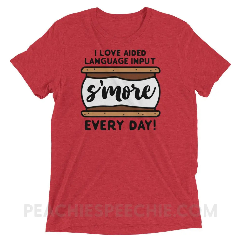 Aided Language Input S’More Tri-Blend Tee - Red Triblend / XS - custom product peachiespeechie.com