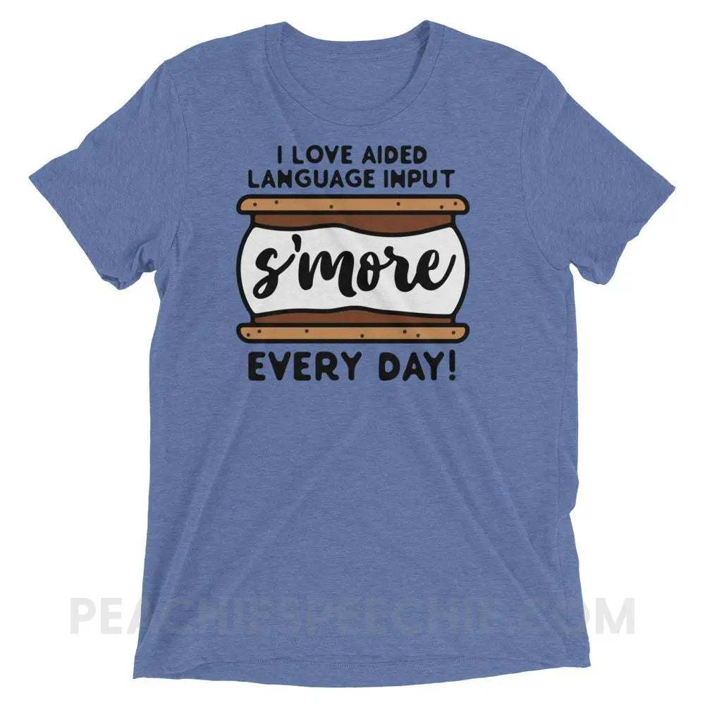 Aided Language Input S’More Tri-Blend Tee - Blue Triblend / XS - custom product peachiespeechie.com