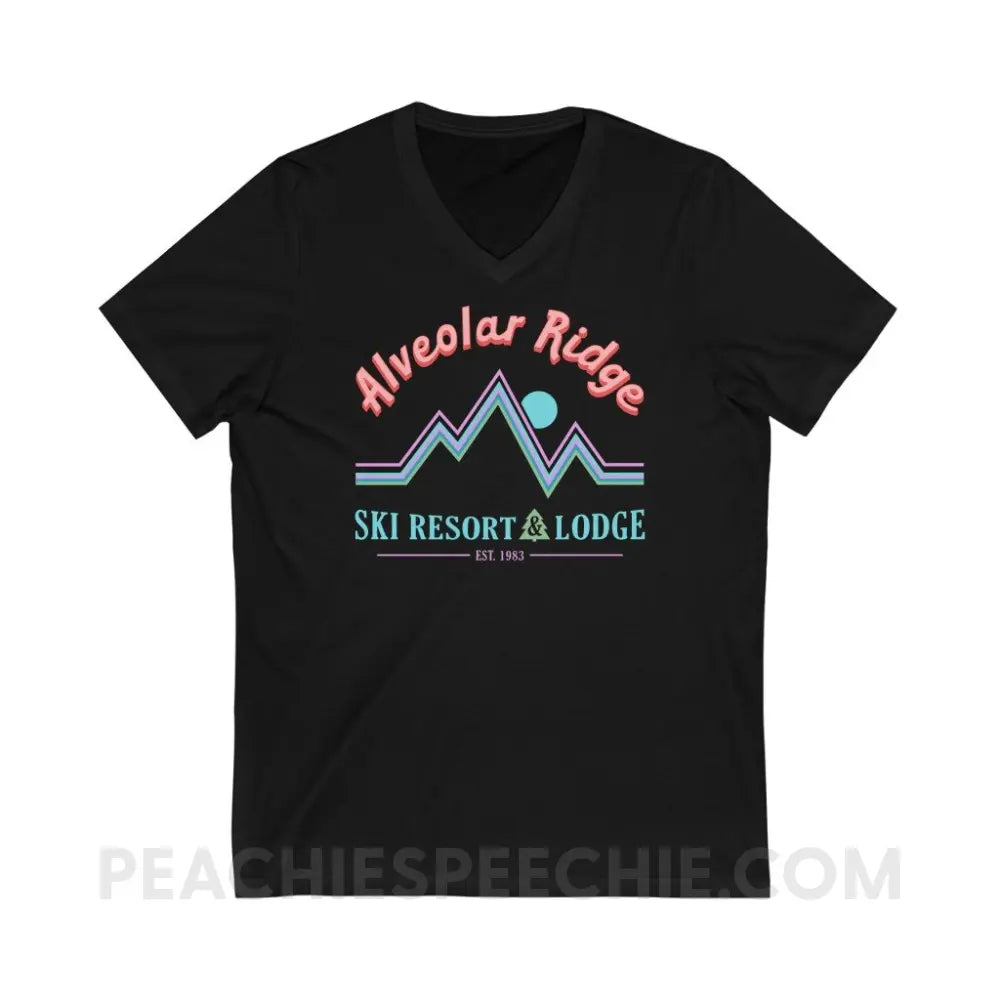 Alveolar Ridge Ski Resort & Lodge Soft V-Neck - Black / S - V-neck peachiespeechie.com