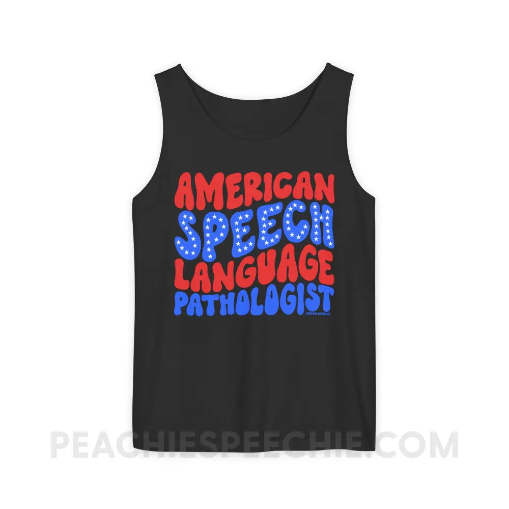 American Speech-Language Pathologist Comfort Colors Tank - Black / XS - Top peachiespeechie.com