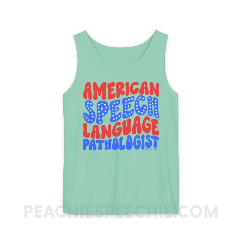 American Speech-Language Pathologist Comfort Colors Tank - Island Reef / XS - Top peachiespeechie.com