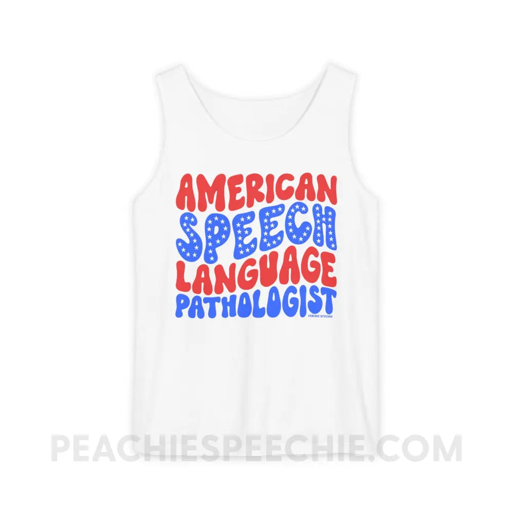 American Speech-Language Pathologist Comfort Colors Tank - White / XS - Top peachiespeechie.com