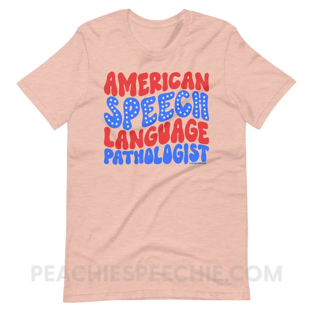 American Speech - Language Pathologist Premium Soft Tee - Heather Prism Peach / XS peachiespeechie.com