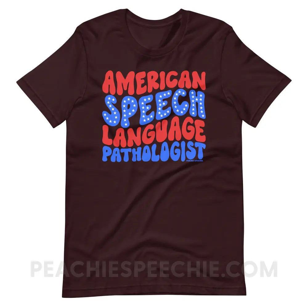 American Speech - Language Pathologist Premium Soft Tee - Oxblood Black / S peachiespeechie.com