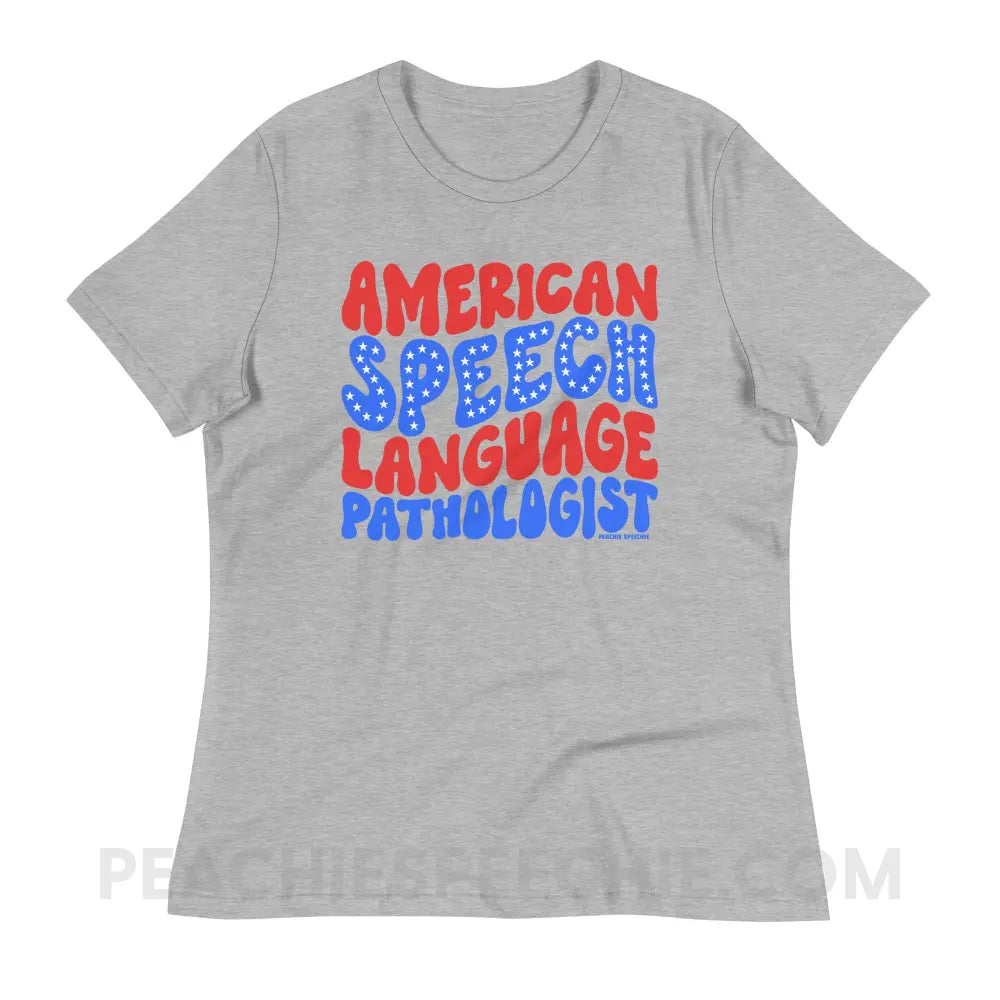 American Speech - Language Pathologist Women’s Relaxed Tee - Athletic Heather / S peachiespeechie.com