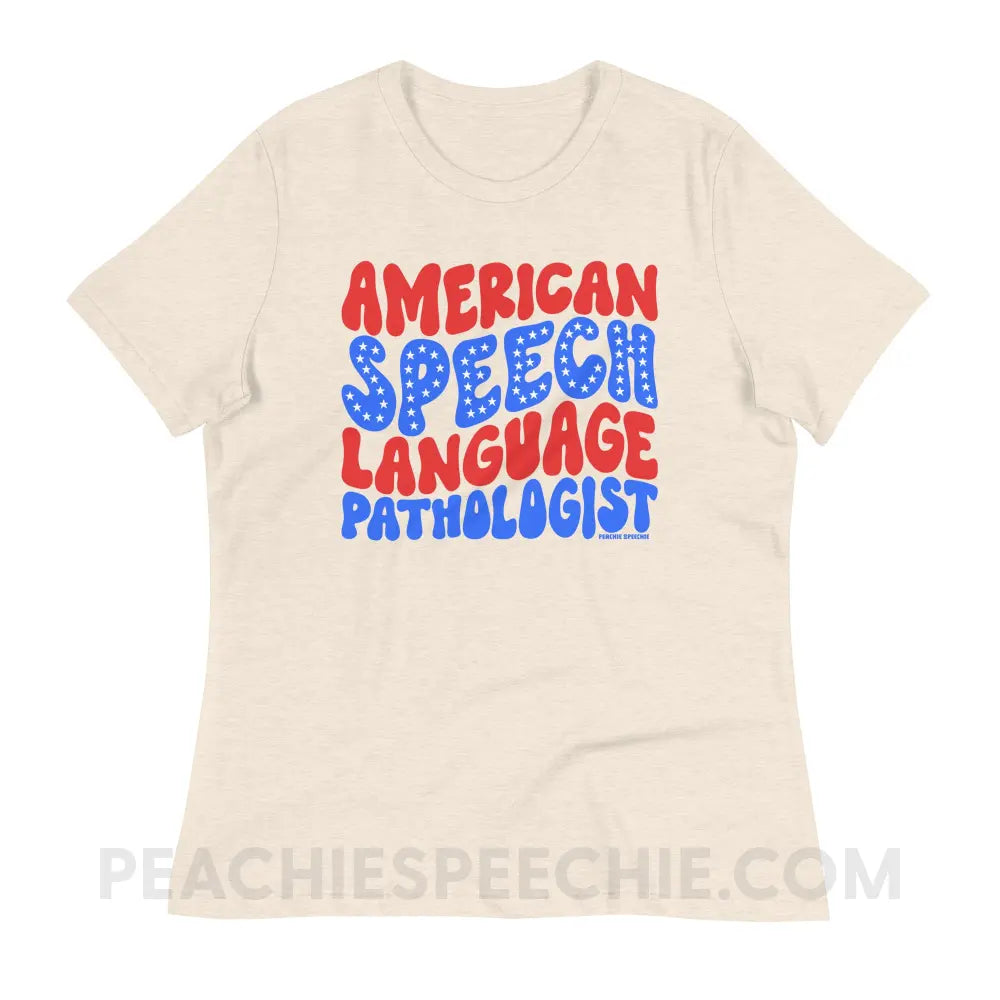 American Speech-Language Pathologist Women’s Relaxed Tee - Heather Prism Natural / S - peachiespeechie.com