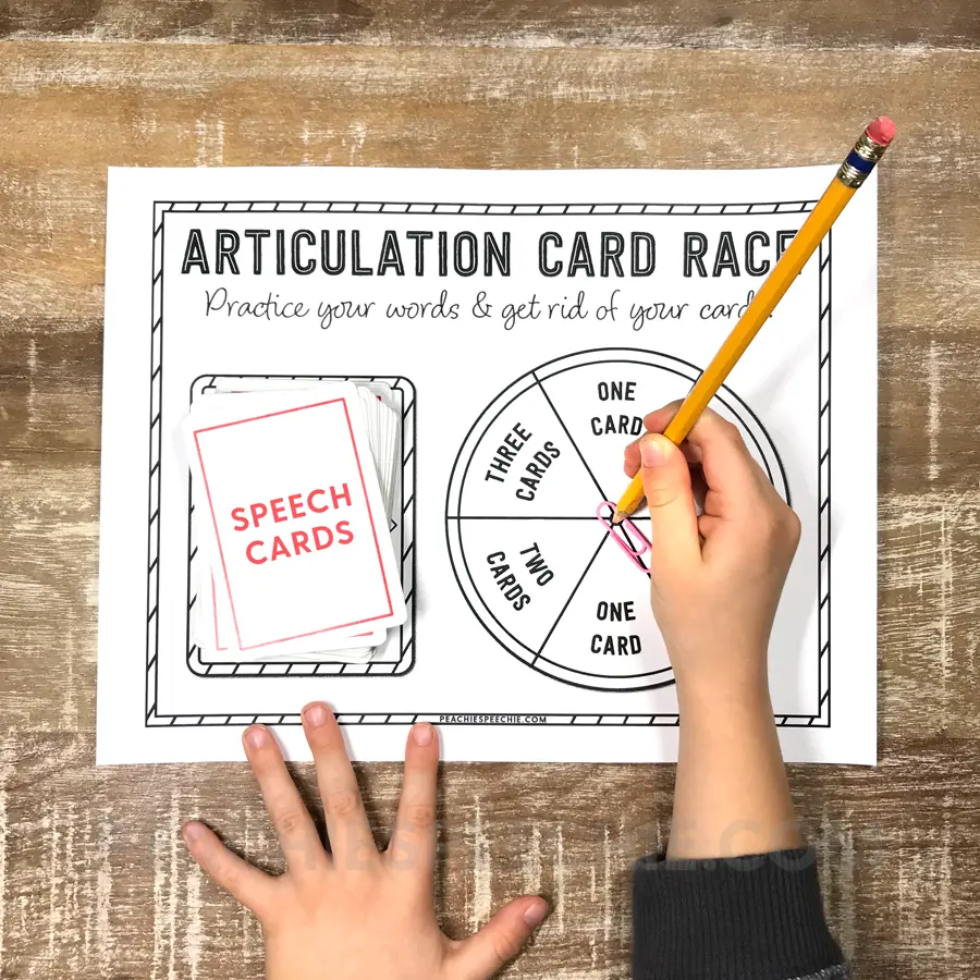 Articulation Card Race for Speech Therapy - Materials peachiespeechie.com