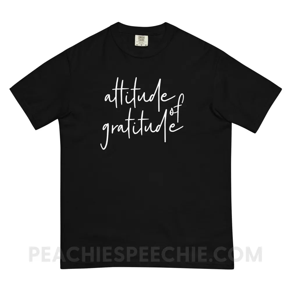 Attitude of Gratitude Comfort Colors Tee - Black / S - T-Shirt peachiespeechie.com