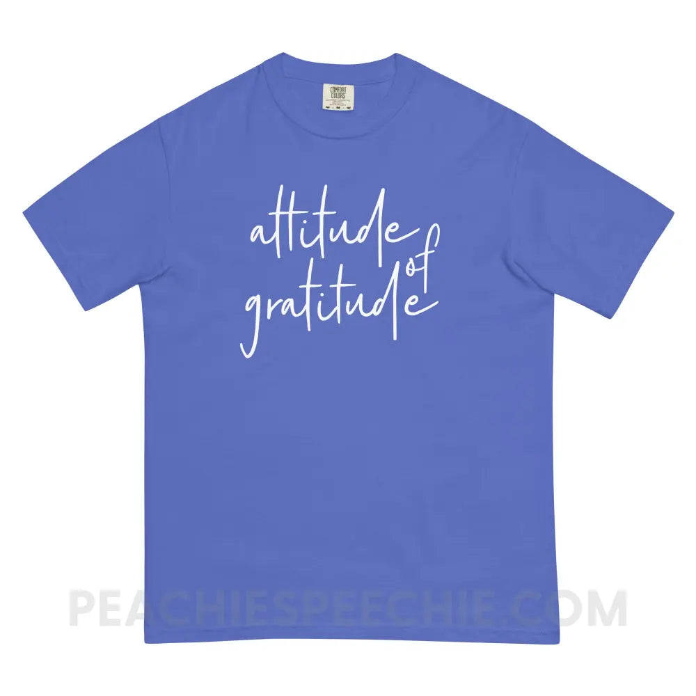 Attitude of Gratitude Comfort Colors Tee - Flo Blue / S - T-Shirt peachiespeechie.com