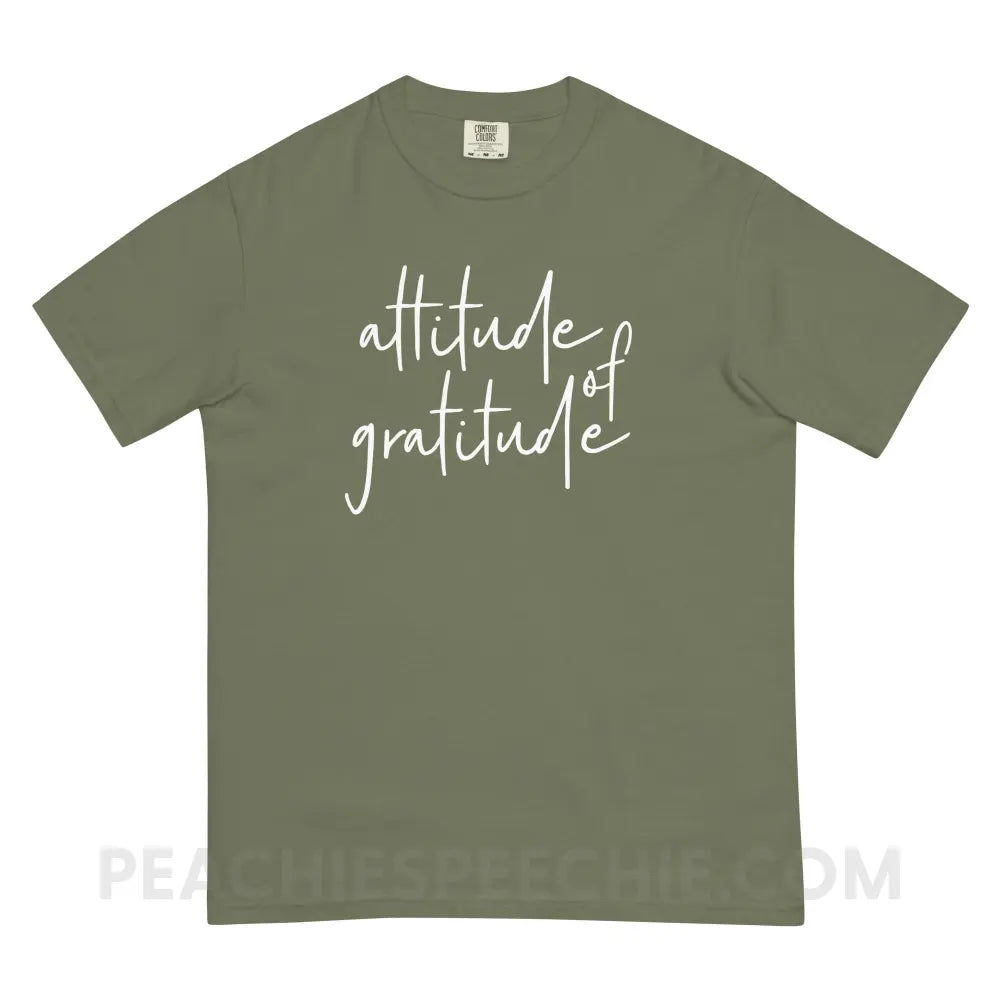 Attitude of Gratitude Comfort Colors Tee - Moss / S - T-Shirt peachiespeechie.com