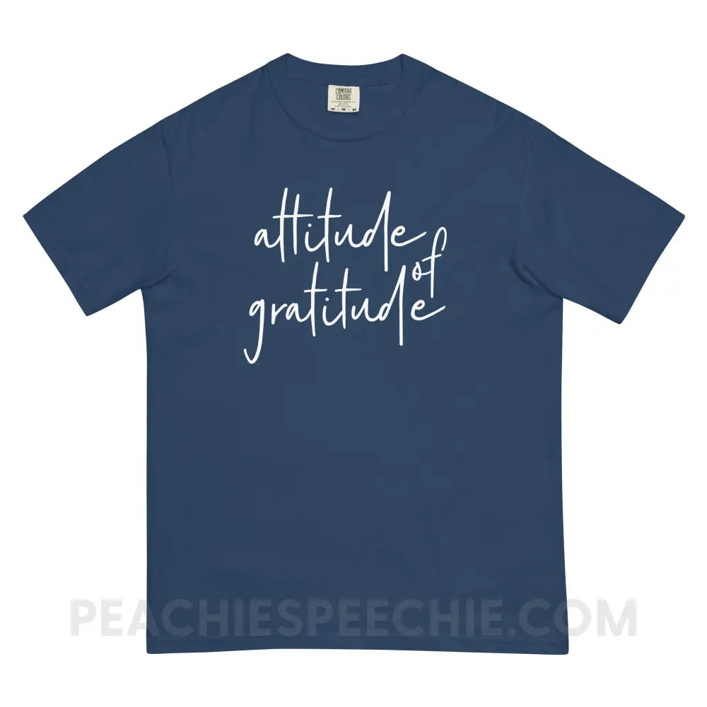 Attitude of Gratitude Comfort Colors Tee - True Navy / S - T-Shirt peachiespeechie.com