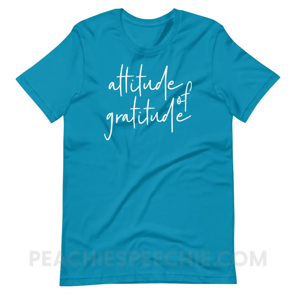 Attitude of Gratitude Premium Soft Tee - Aqua / S - T-Shirt peachiespeechie.com