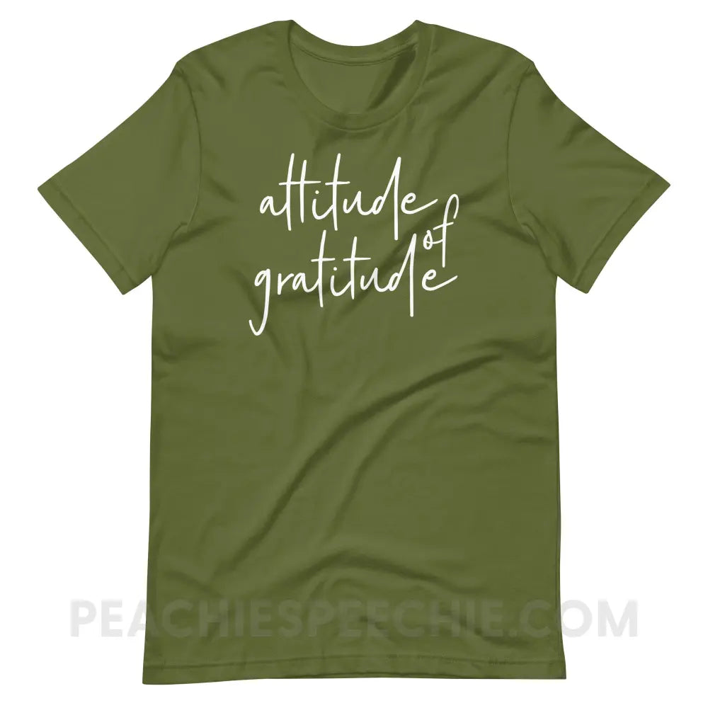 Attitude of Gratitude Premium Soft Tee - Olive / S - T-Shirt peachiespeechie.com