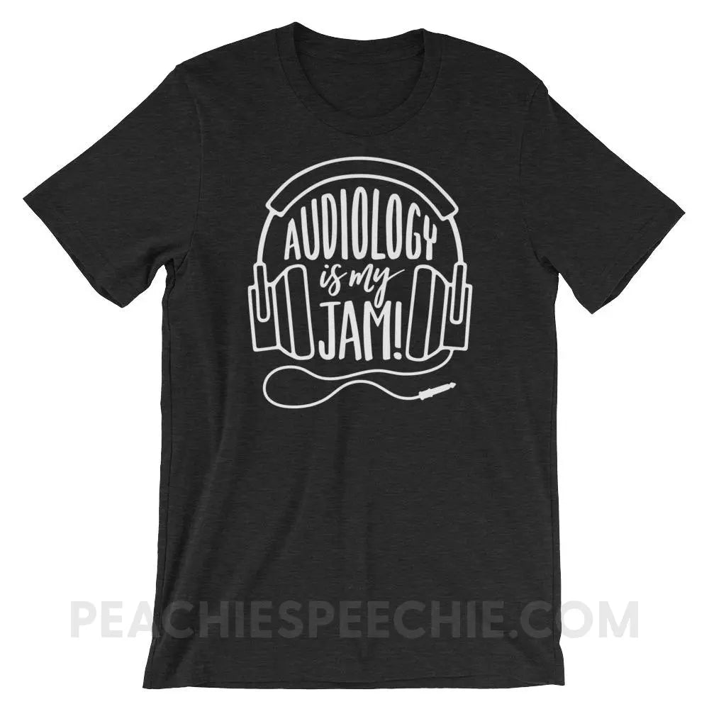 Audiology Is My Jam Premium Soft Tee - Black Heather / XS - T-Shirts & Tops peachiespeechie.com