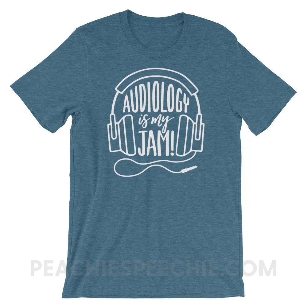 Audiology Is My Jam Premium Soft Tee - Heather Deep Teal / S - T-Shirts & Tops peachiespeechie.com