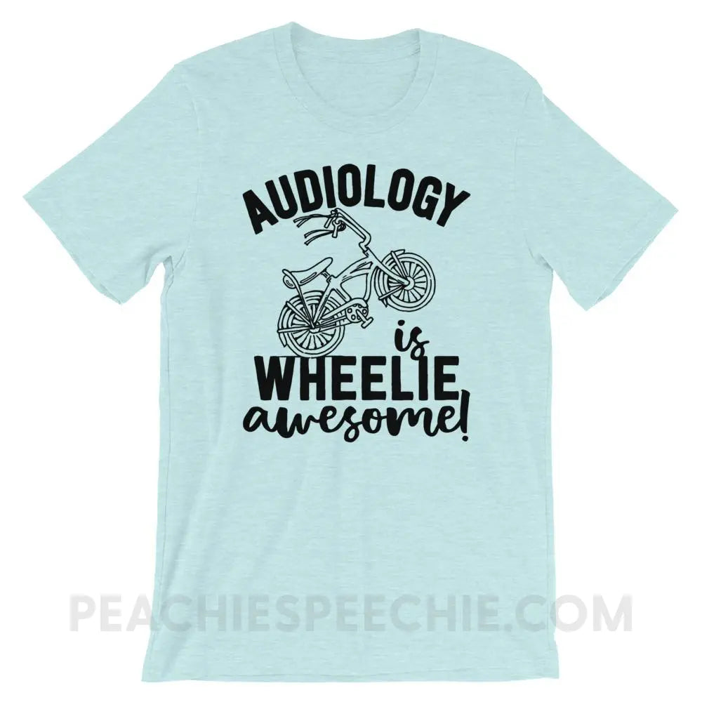 Audiology is Wheelie Awesome Premium Soft Tee - Heather Prism Ice Blue / XS - T-Shirts & Tops peachiespeechie.com