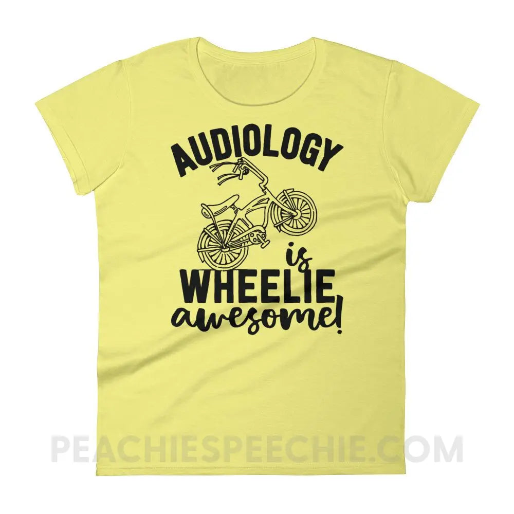 Audiology is Wheelie Awesome Women’s Trendy Tee - T-Shirts & Tops peachiespeechie.com