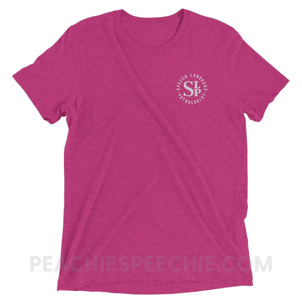 SLP Badge Embroidered Tri-Blend Tee - Berry Triblend / XS - T-Shirts & Tops peachiespeechie.com