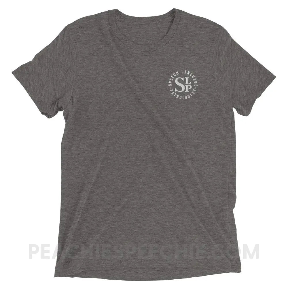 SLP Badge Embroidered Tri-Blend Tee - Grey Triblend / XS - T-Shirts & Tops peachiespeechie.com