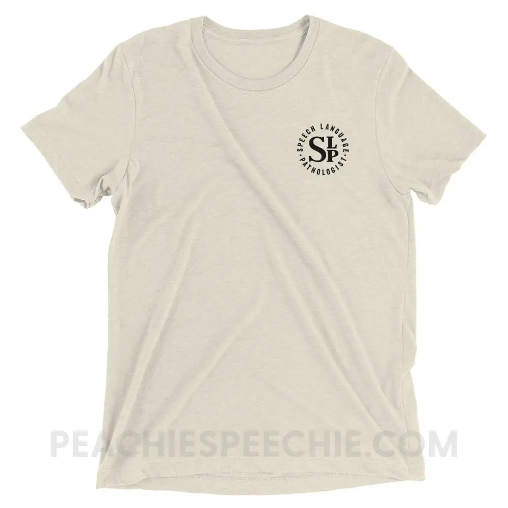 SLP Badge Embroidered Tri-Blend Tee - Oatmeal Triblend / XS - T-Shirts & Tops peachiespeechie.com