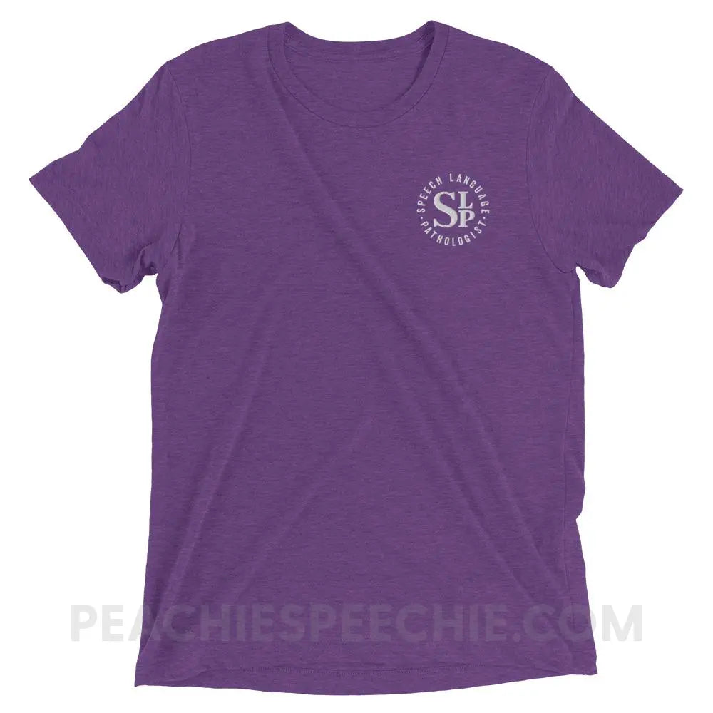 SLP Badge Embroidered Tri-Blend Tee - Purple Triblend / XS - T-Shirts & Tops peachiespeechie.com