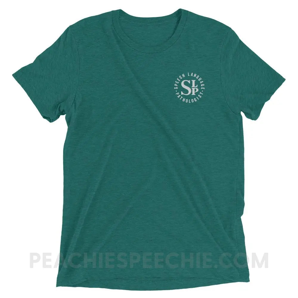SLP Badge Embroidered Tri-Blend Tee - Teal Triblend / XS - T-Shirts & Tops peachiespeechie.com