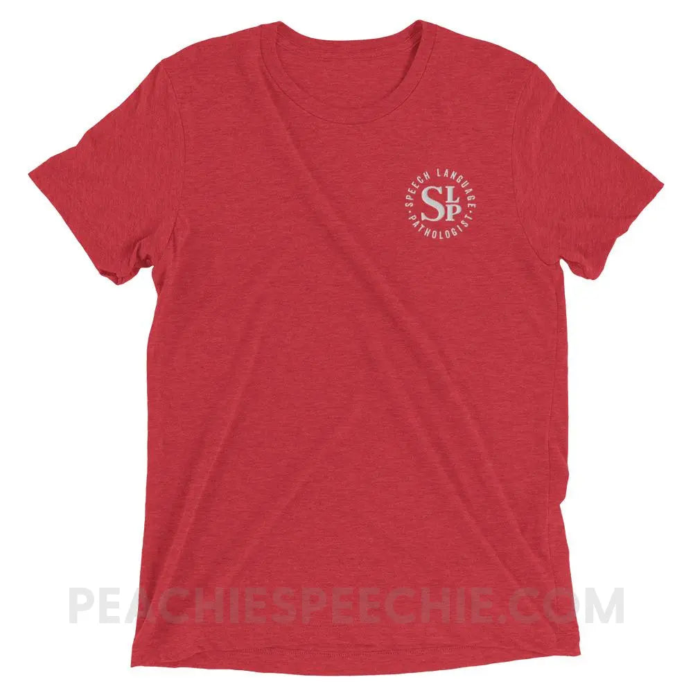 SLP Badge Embroidered Tri-Blend Tee - Red Triblend / XS - T-Shirts & Tops peachiespeechie.com