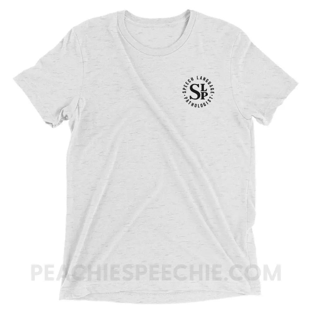 SLP Badge Embroidered Tri-Blend Tee - White Fleck Triblend / XS - T-Shirts & Tops peachiespeechie.com