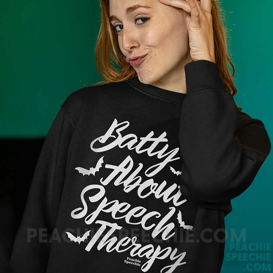 Batty About Speech Therapy Classic Sweatshirt - Black / S - peachiespeechie.com