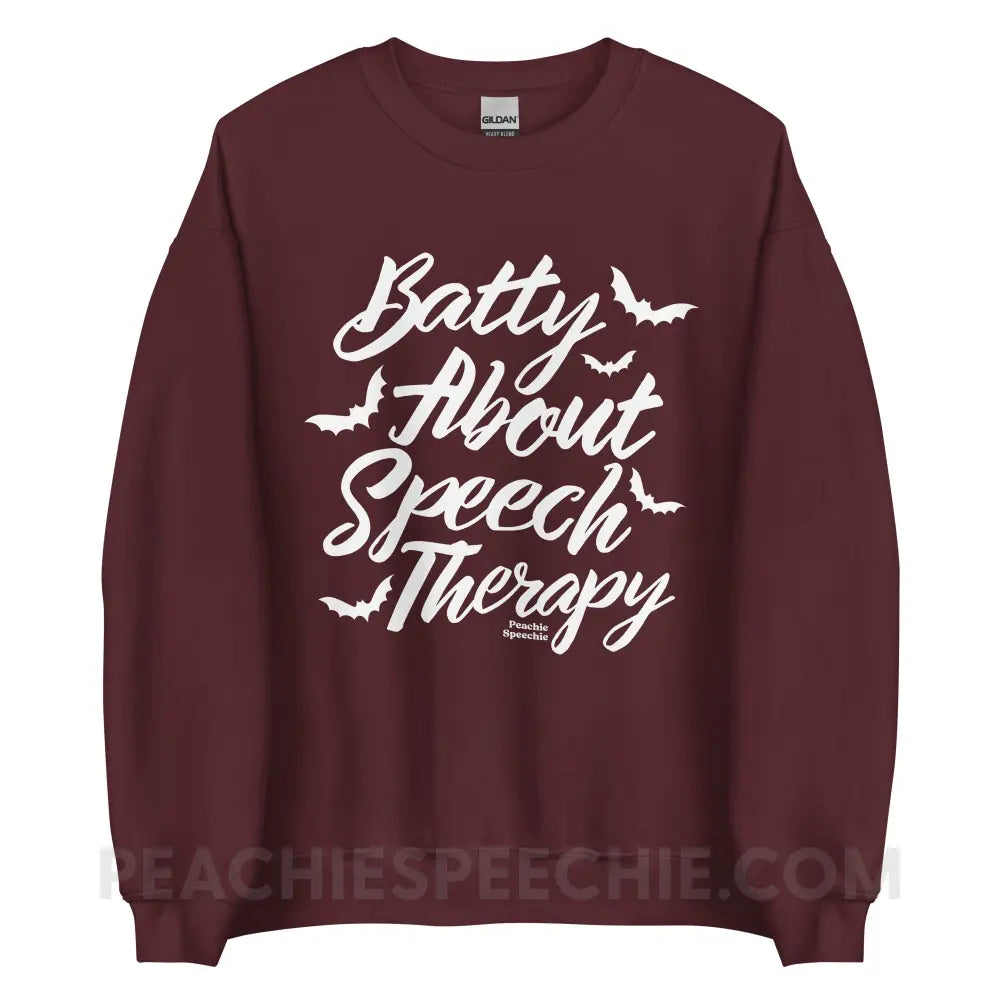 Batty About Speech Therapy Classic Sweatshirt - Maroon / S - peachiespeechie.com