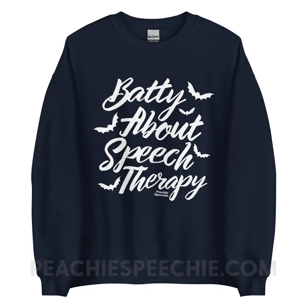 Batty About Speech Therapy Classic Sweatshirt - Navy / S - peachiespeechie.com