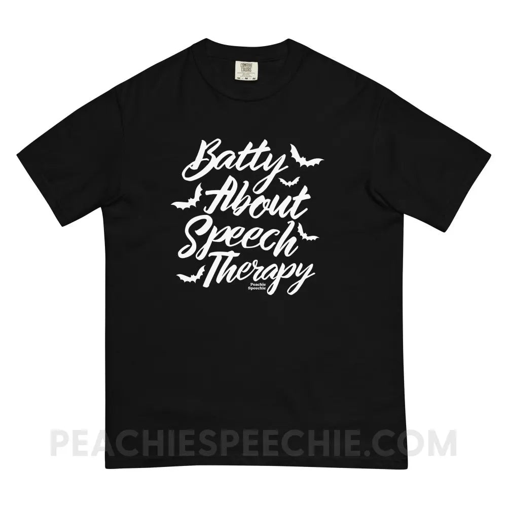 Batty About Speech Therapy Comfort Colors Tee - Black / S - T-Shirt peachiespeechie.com