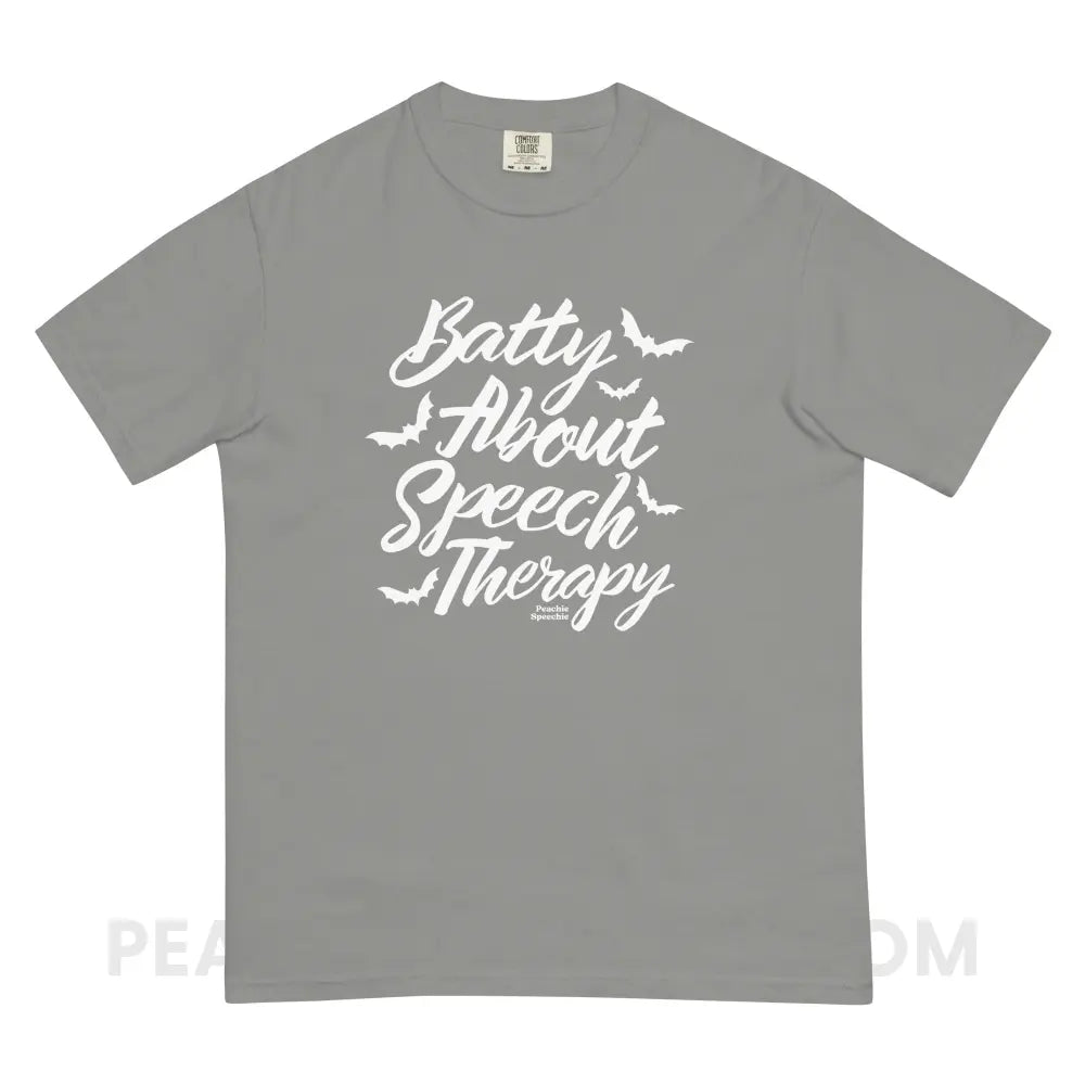 Batty About Speech Therapy Comfort Colors Tee - Grey / S - T-Shirt peachiespeechie.com