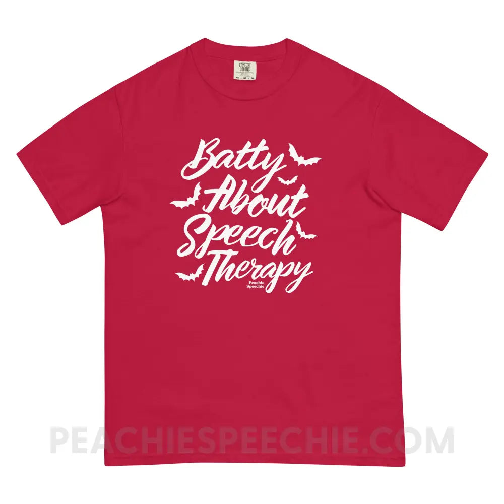 Batty About Speech Therapy Comfort Colors Tee - Red / S - T-Shirt peachiespeechie.com