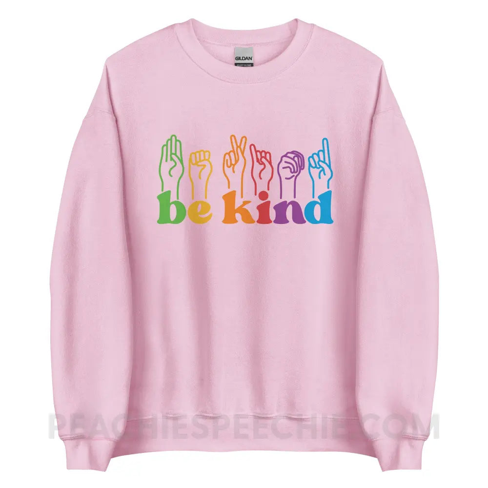 Be Kind Hands Classic Sweatshirt - Light Pink / S - peachiespeechie.com
