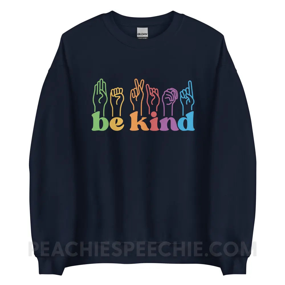 Be Kind Hands Classic Sweatshirt - Navy / S - peachiespeechie.com