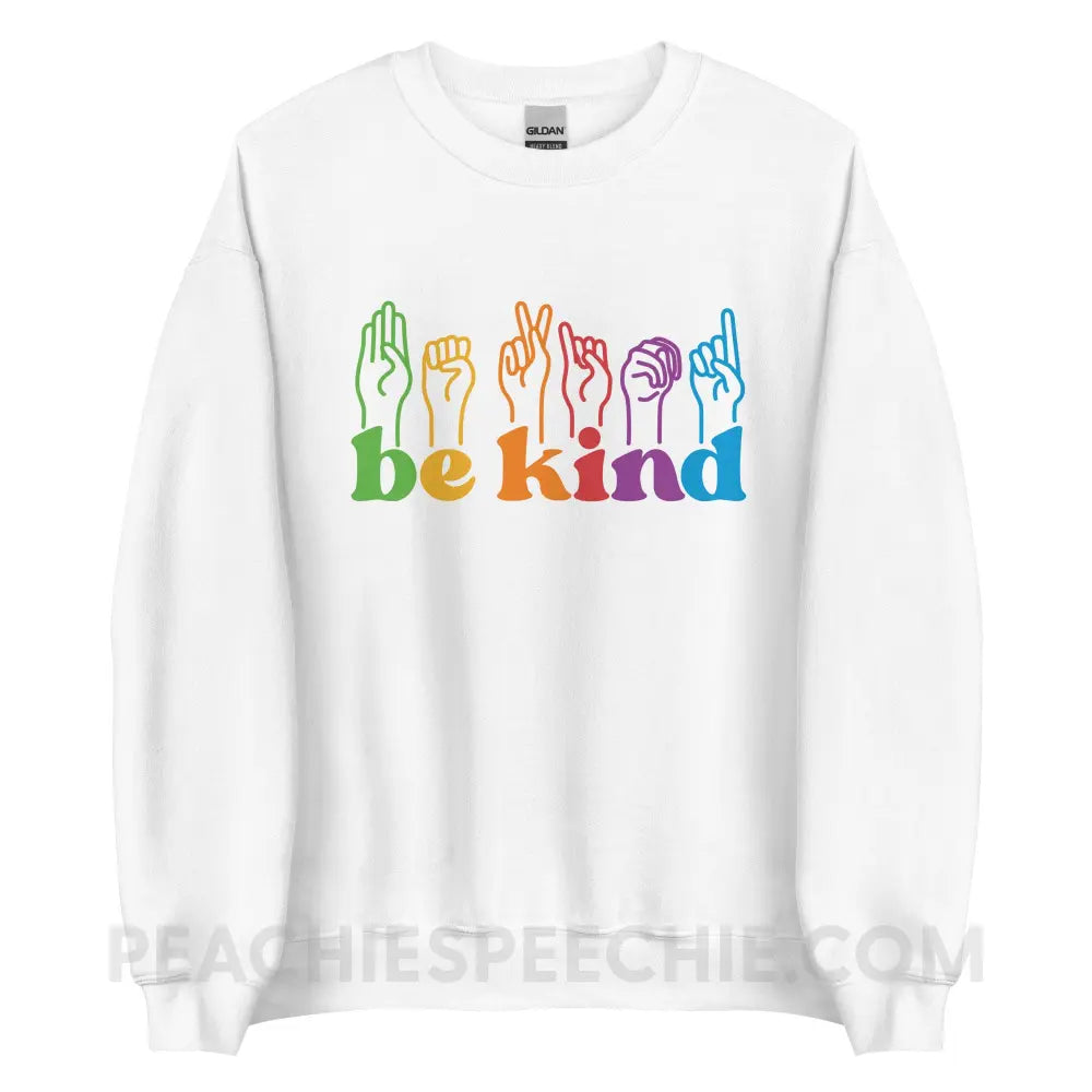 Be Kind Hands Classic Sweatshirt - White / S - peachiespeechie.com