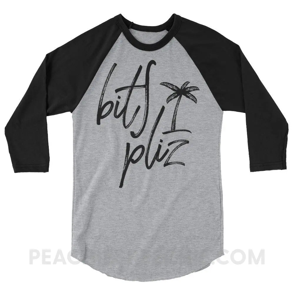 Beach Please Baseball Tee - Heather Grey/Black / XS - T-Shirts & Tops peachiespeechie.com
