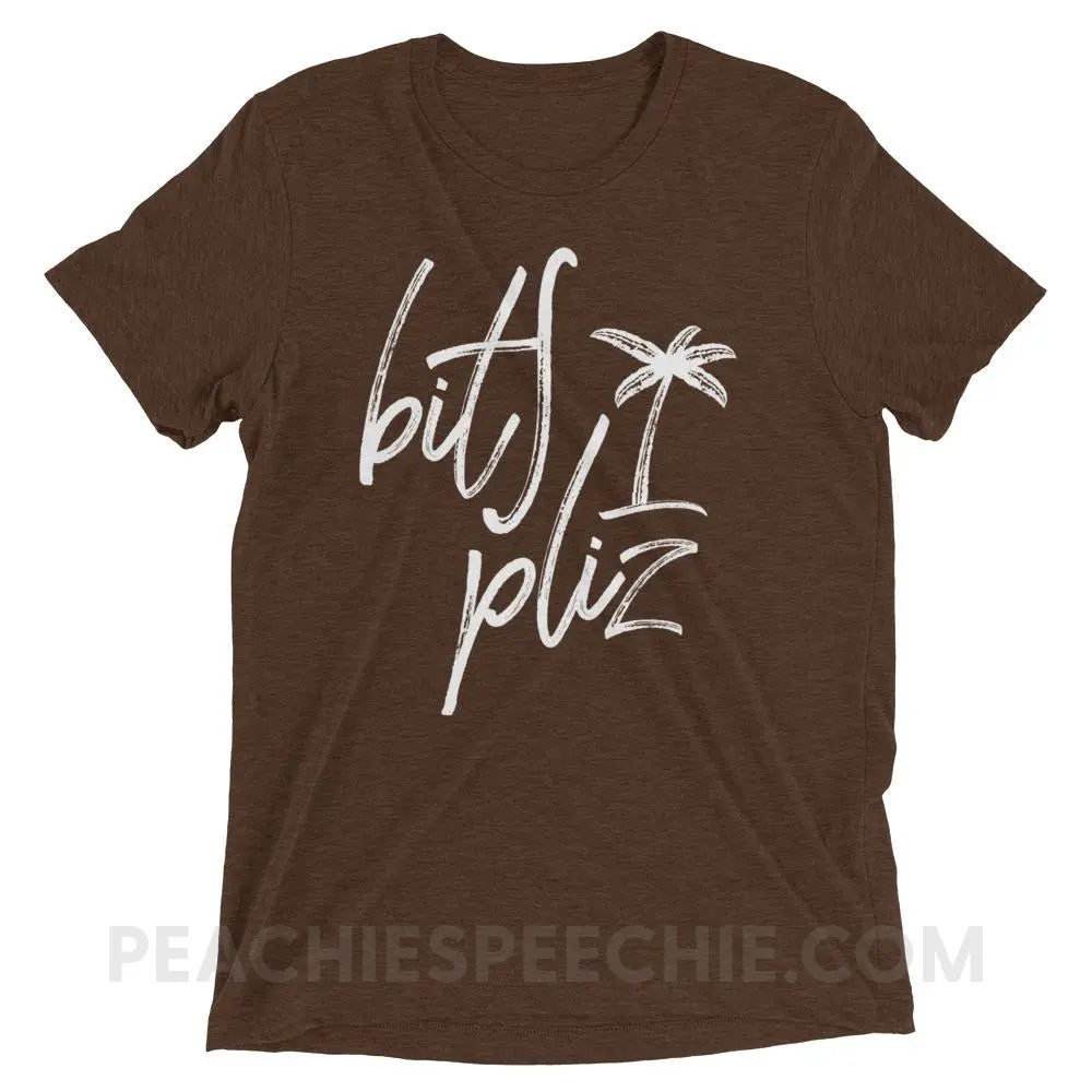 Beach Please Tri-Blend Tee - Brown Triblend / XS - T-Shirts & Tops peachiespeechie.com