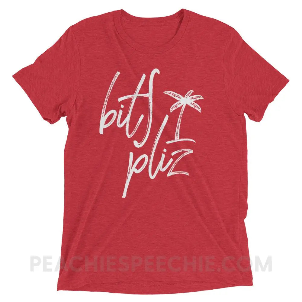 Beach Please Tri-Blend Tee - Red Triblend / XS - T-Shirts & Tops peachiespeechie.com