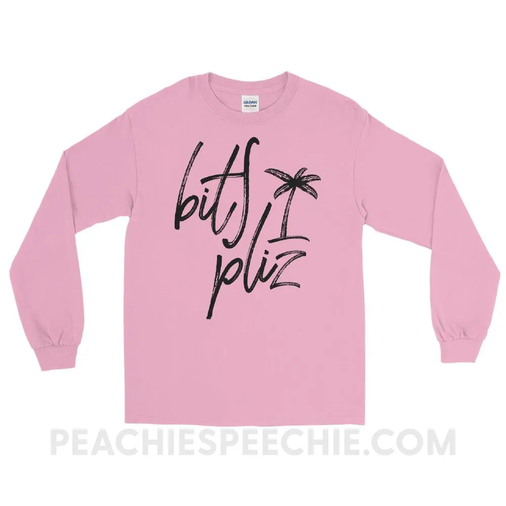 Beach Please Long Sleeve Tee - Light Pink / S - T-Shirts & Tops peachiespeechie.com