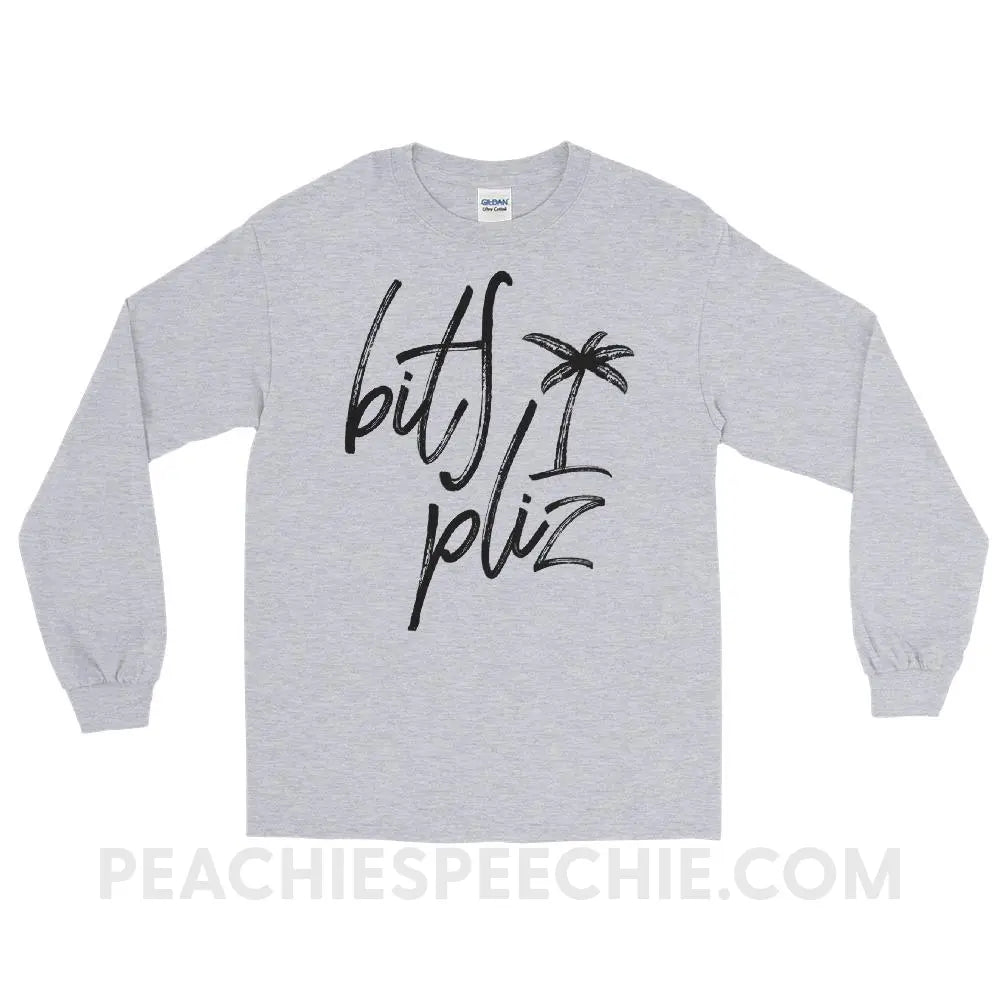 Beach Please Long Sleeve Tee - Sport Grey / S - T-Shirts & Tops peachiespeechie.com