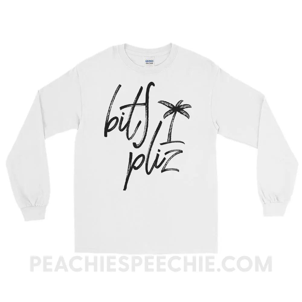 Beach Please Long Sleeve Tee - White / S - T-Shirts & Tops peachiespeechie.com