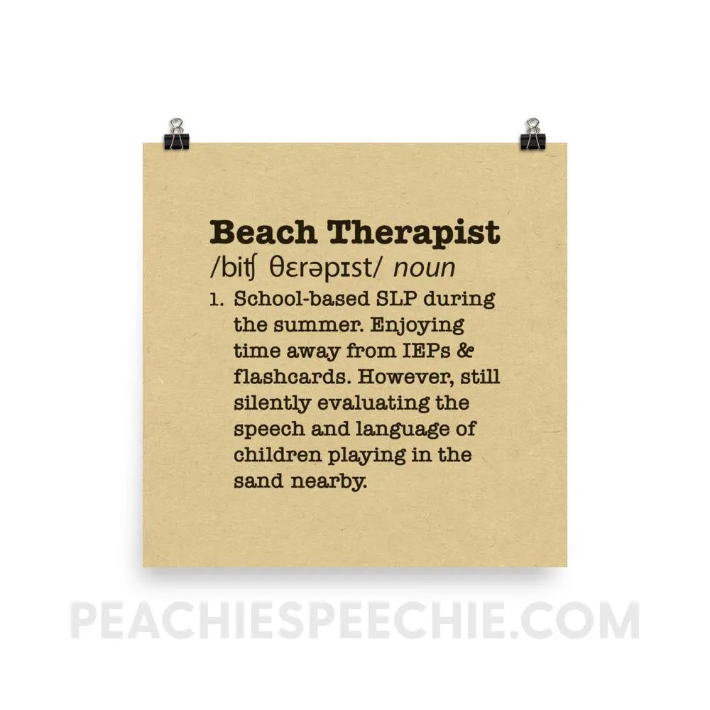 Beach Therapist Definition Poster by Peachie Speechie - 14×14 - Posters peachiespeechie.com