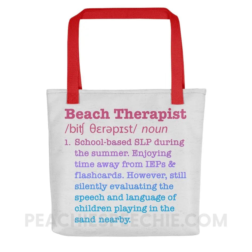 Beach Therapist Definition Tote Bag - Red - Bags peachiespeechie.com