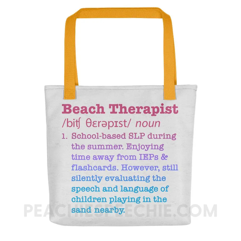 Beach Therapist Definition Tote Bag - Yellow - Bags peachiespeechie.com