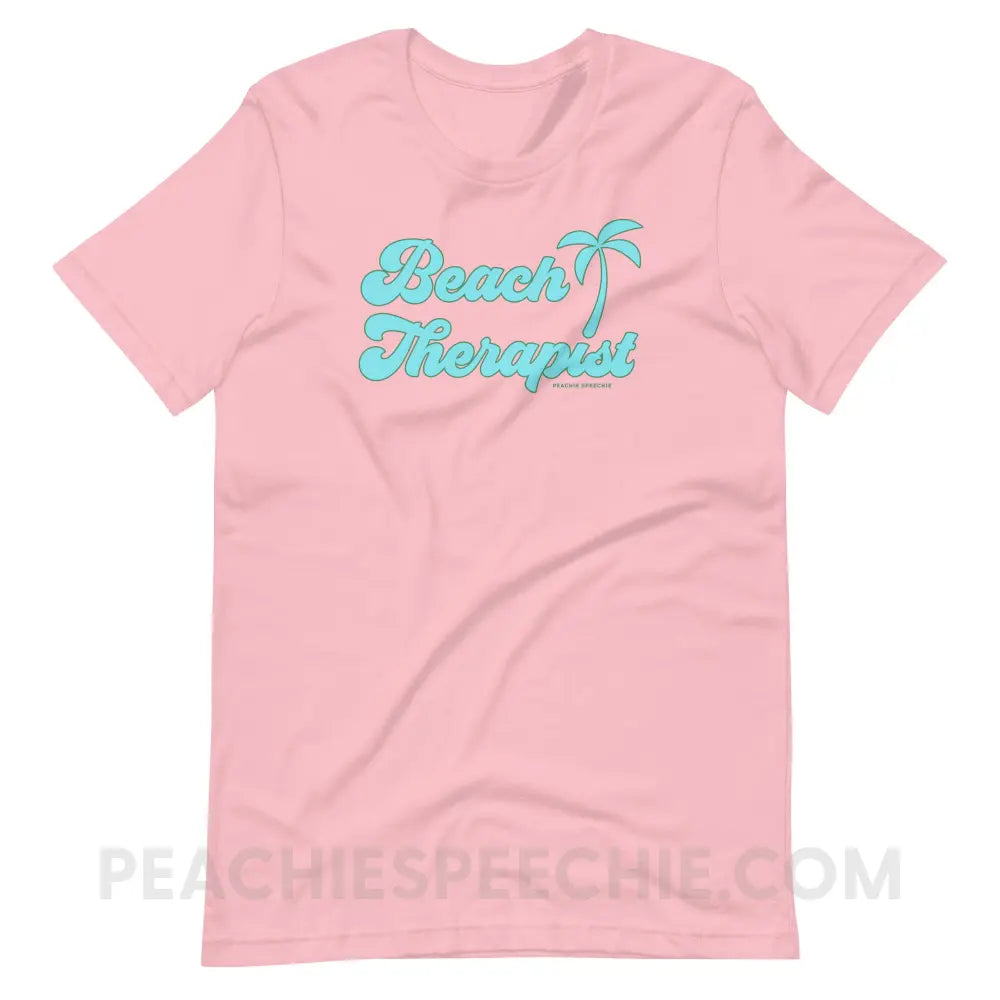 Beach Therapist Premium Soft Tee - Pink / S - peachiespeechie.com